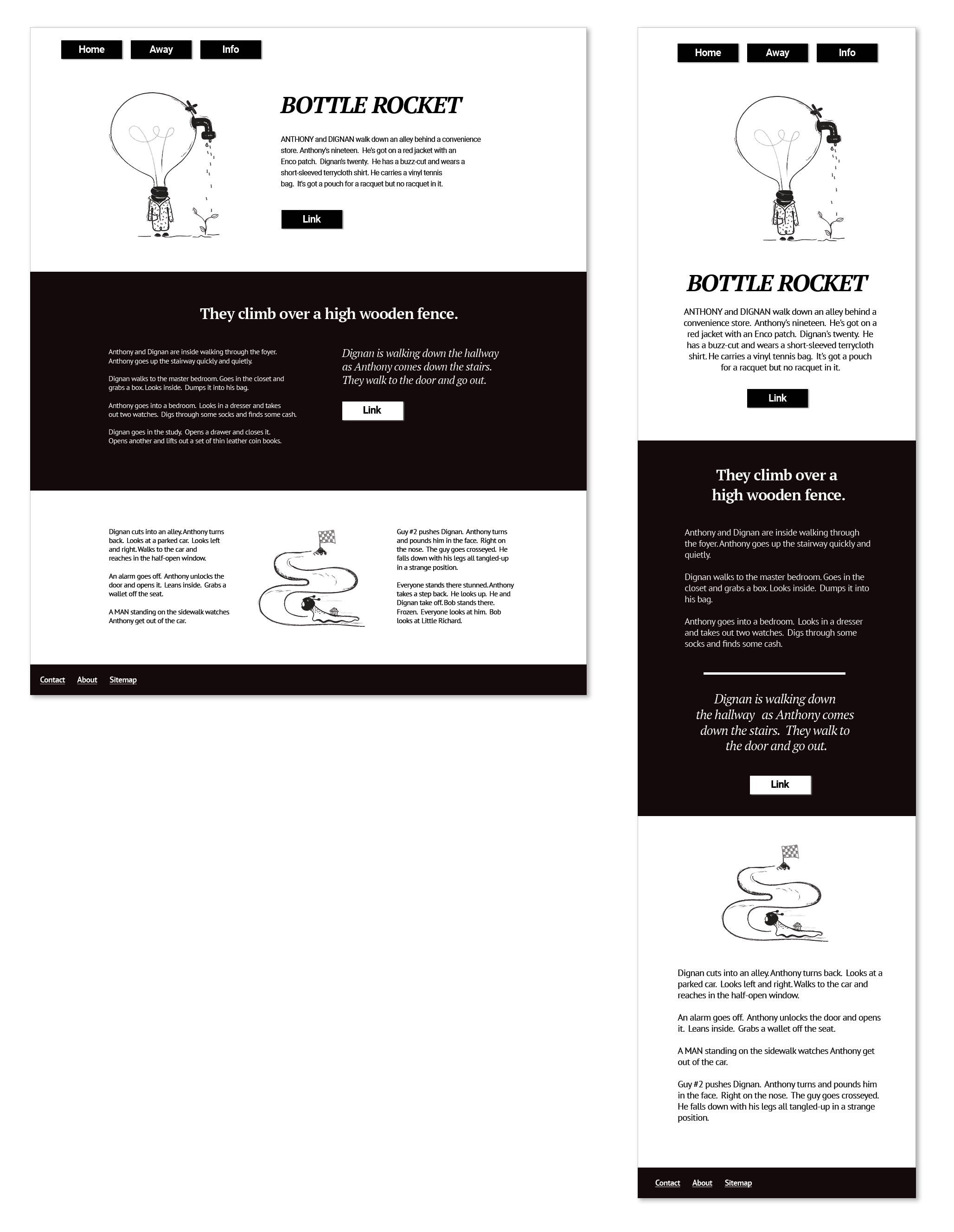 Mockup of a simple landing page website.